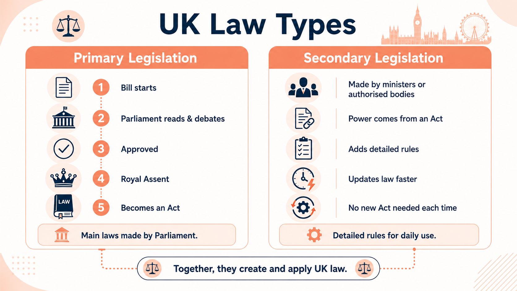 What are Primary and Secondary Legislation