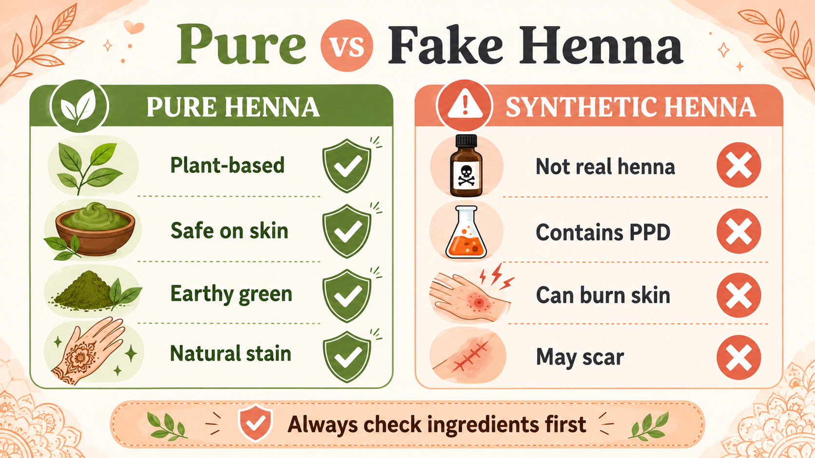 difference between pure and synthetic Henna